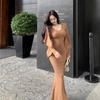 2025 Autumn Women's V-neck Waist-cinching Long-sleeve Hip-hugging Cardigan Dress Set