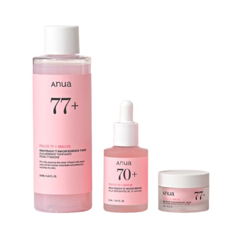 Anua Peach Niacin 3-Step Set (Toner 250ml + Serum 30ml + Cream 50ml)