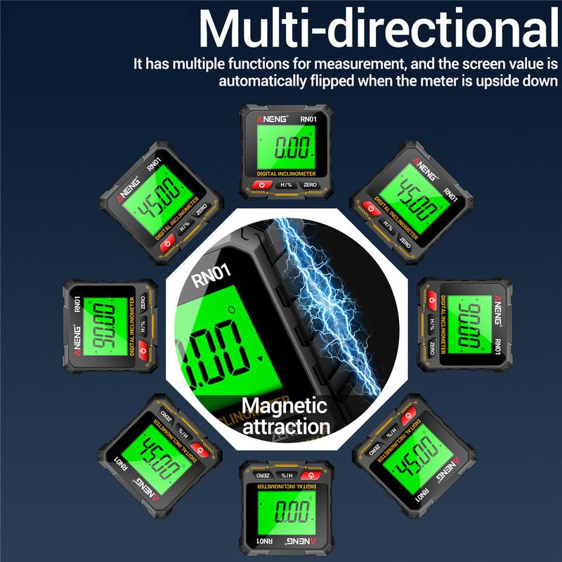 Multi Functional Digital Angle Finder Tool 360 Degree Flip Measurement Four Sided Magnetic Tilt Box Level Gauge Slope