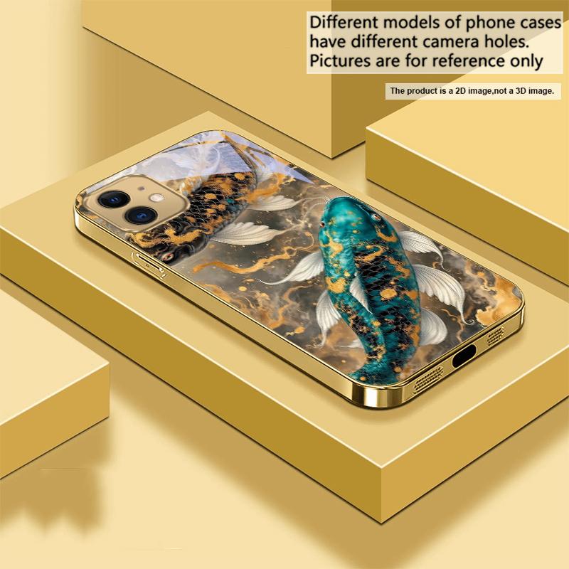 

Lucky Orange Golden Koi For IPhone 17Pro Max 16 17 Pro oMax 15 Pro 14 13 Plus 12Mini 11ProMax XR 16E Air Golden glass phone case iPhone Air