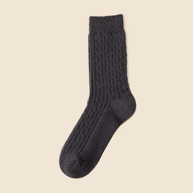 Women's Wool High Socks - Solid Color, Twisted Style, Trendy Mid-Tube for Autumn/Winter