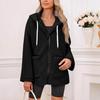 Fall Casual Oversized Fleece Hoodie Women Long Sleeve Zip Up Pullover Hooded Sweatshirt Jacket