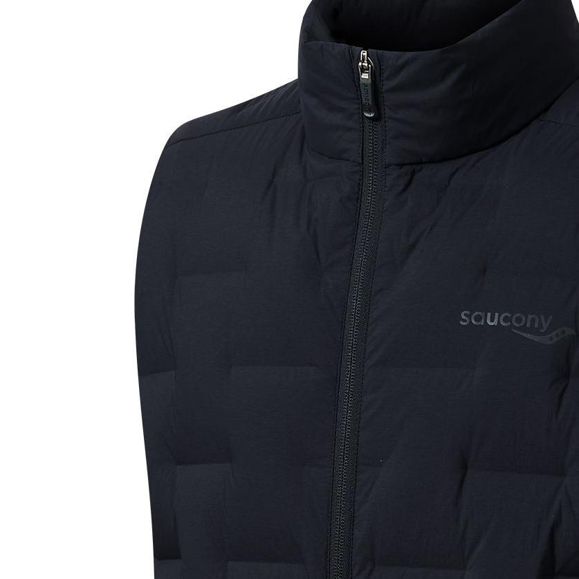 SAUCONY Solid Color Zip Neck Sleeveless Down Vest Men Vests Black SC2230042C-BK01