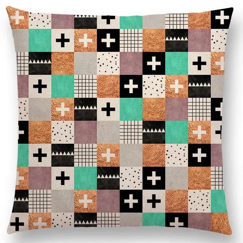 New Abstract Colourful Geometric Pattern Sweet Watercolor Dream Square Round Triangles Gorgeous Cushion Cover Throw Pillow Case