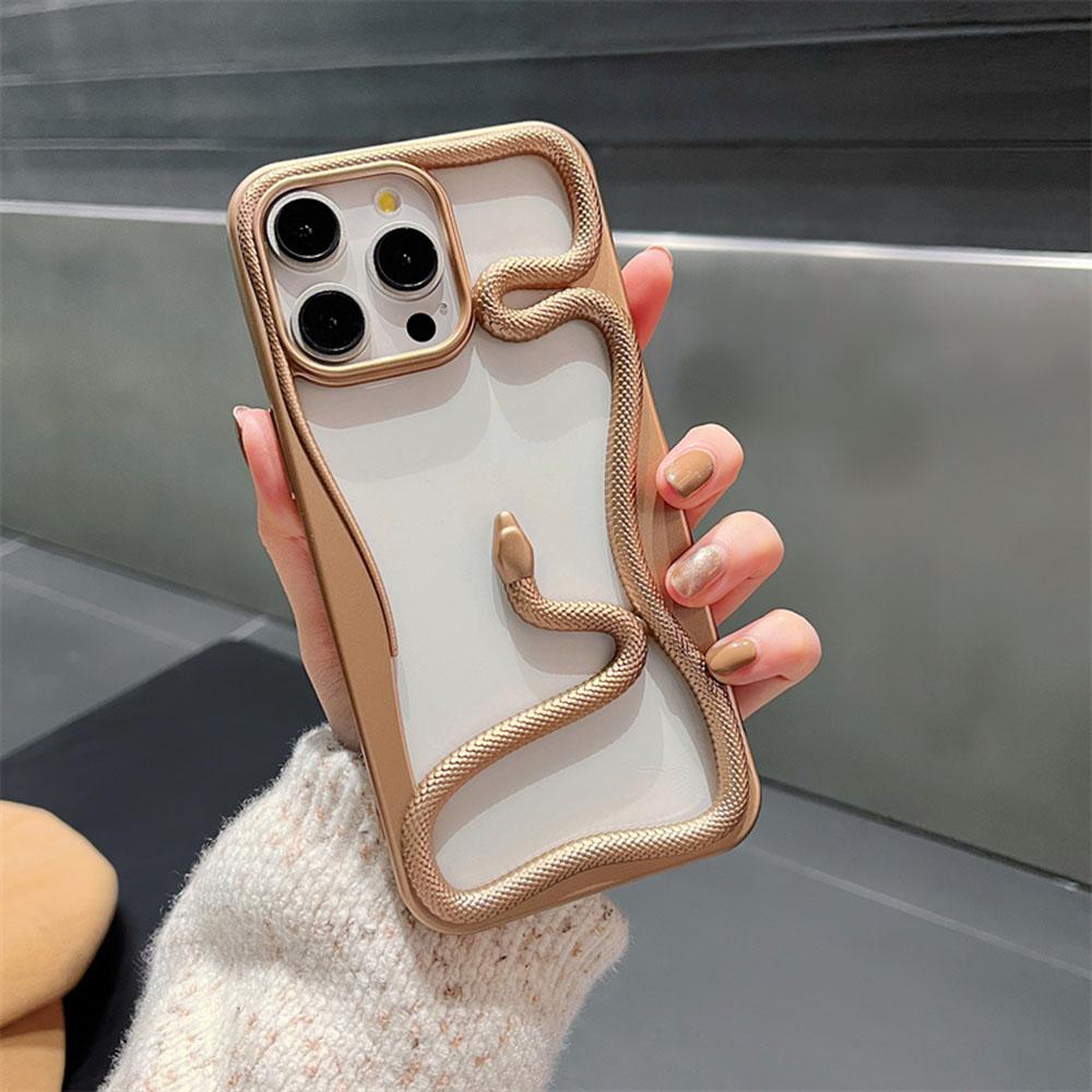 Cool 3D Snake Hollow Dissipate Heat Phone Case For iPhone 16 15 14 13 12 11 Pro Max Luxury White Shockproof Soft Silicone Cover