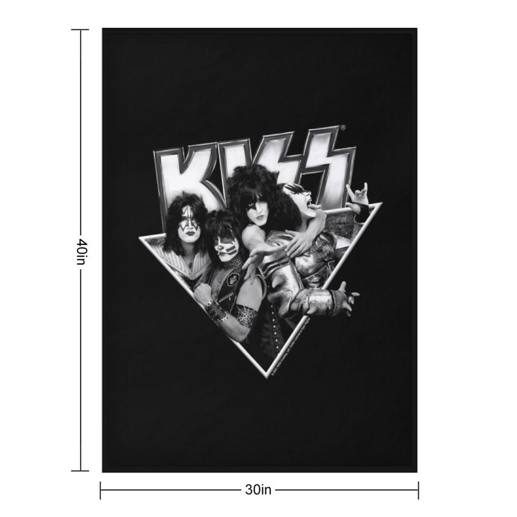 KISS ? The Band - Members Metal Triangle (Black and White) Throw Blanket Designers Furry cosplay anime Kid'S Blankets