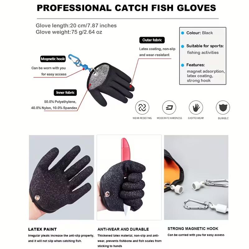 One-Hand Magnet Fishing Gloves - Quick-Dry Anti-Slip Grip for Ocean, Lake & River Fishing, Heavy-Duty & Secure