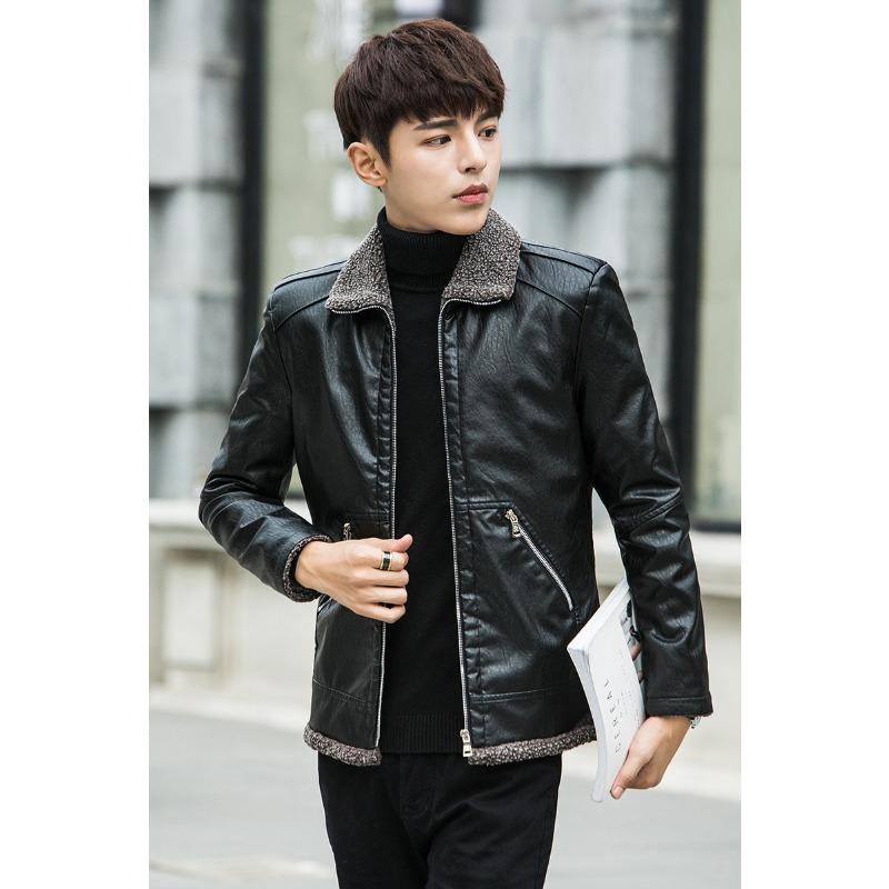 

Новая мужская флисовая кожаная куртка осень-зима корейский стиль модная повседневная кожаная куртка зеленая теплая куртка топ 4XL