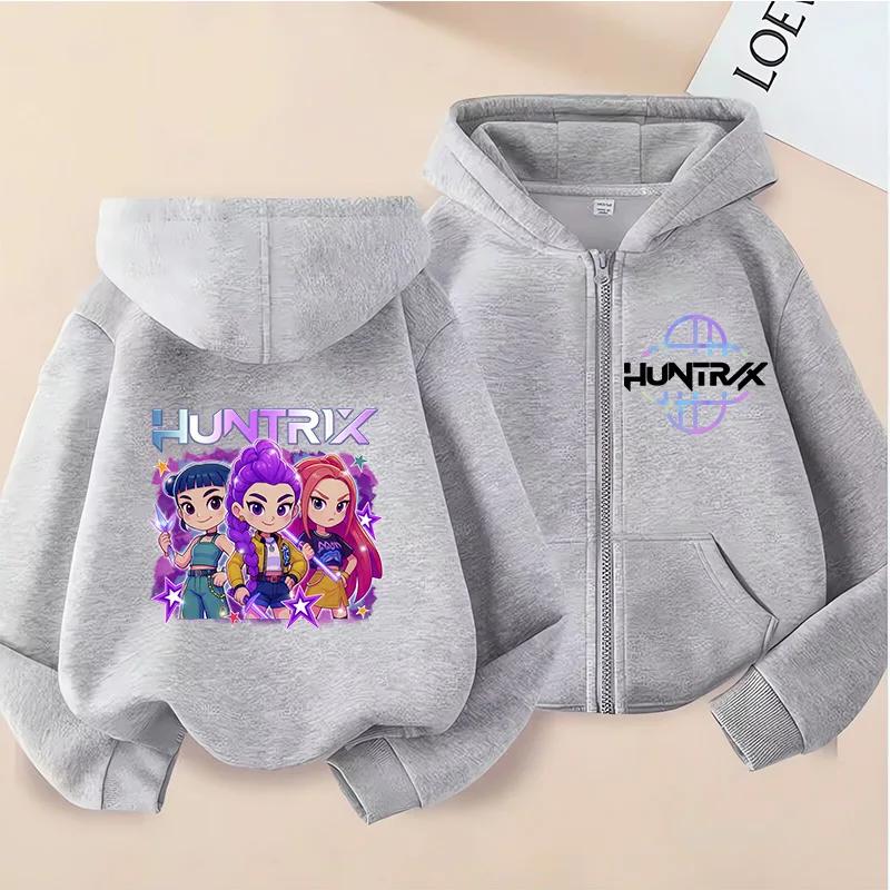 Hoodies Sweatshirts Girls Zip Sweatshirt Children's Clothing Cartoon Print Hoodie Casual Top