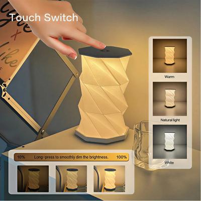 Luz de Noche Plegable Portátil Recargable por USB Regulable Linterna de Papel Plegable para Dormitorio Lámpara de Lectura Regalo para Pareja