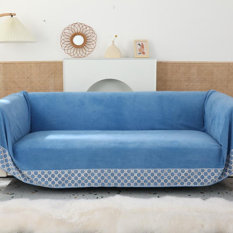 Four Seasons Waterproof Solid Color Cut Velvet Sofa Cover Towel Simple Non-Slip Urine-Proof Anti-Dirty Sofa Towel Covers