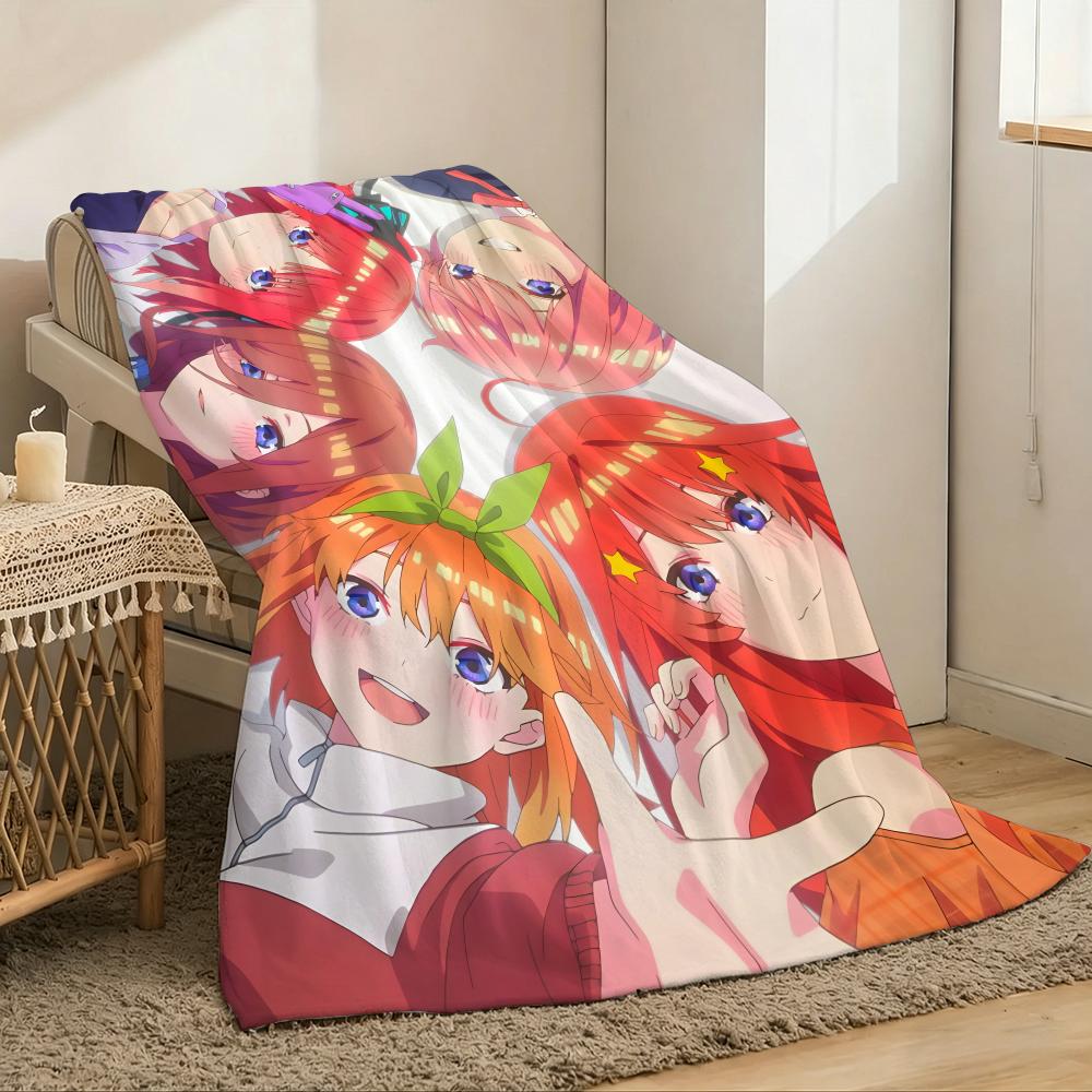 The Q-Quintessential Quintuplets Throw Lightweight 240G Flannel Blanket Soft Skin-Friendly For Summer Cooling