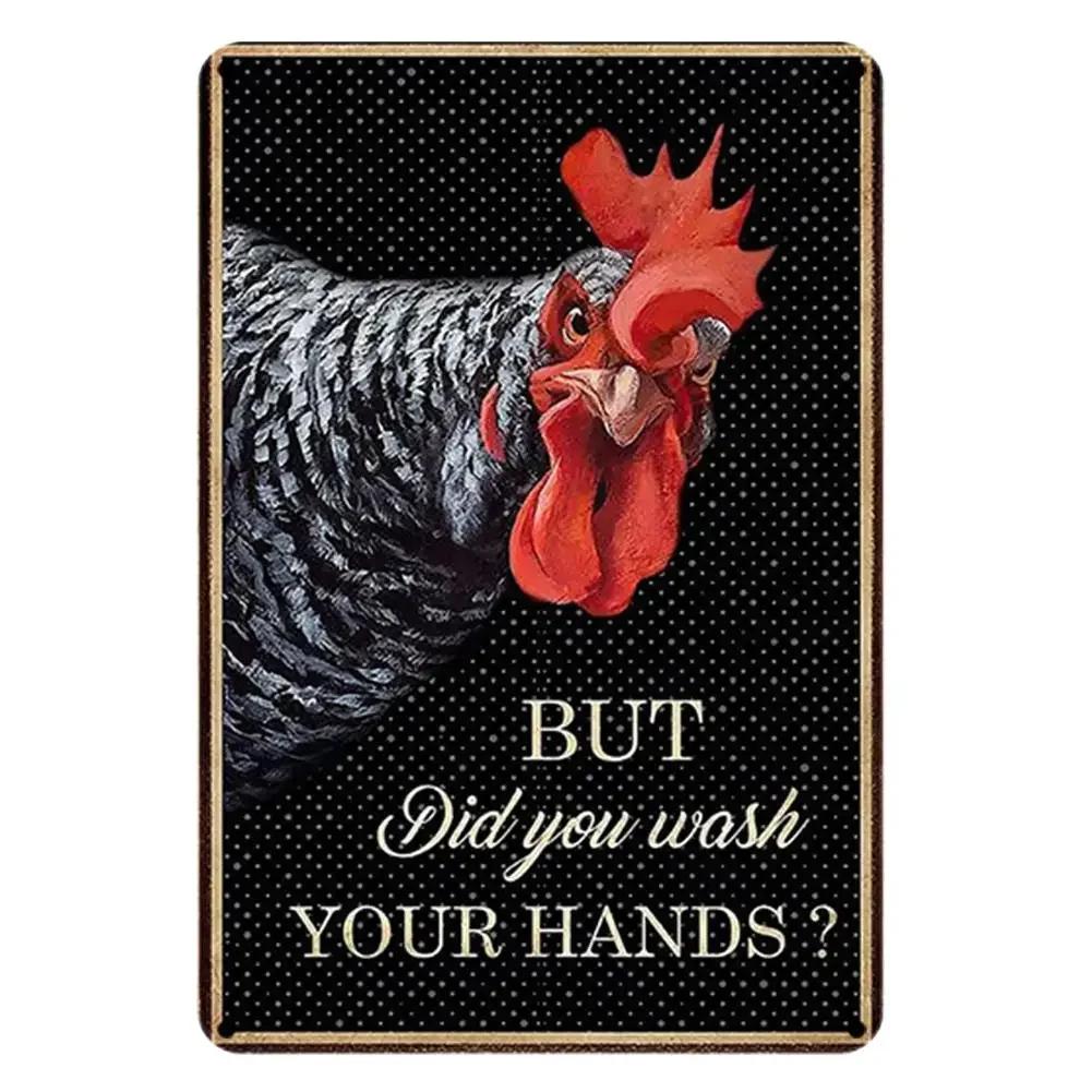 Vintage Tin Sign - Home Is Where the Chickens Are - Metal Signs Funny for Farmhouse Decor - Metal Wall Art for Chicken Coop