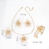 Accessories Fashion Metal Hollow Diamond Flower Necklace Earrings Temperament Elegant Bracelet Ring Set