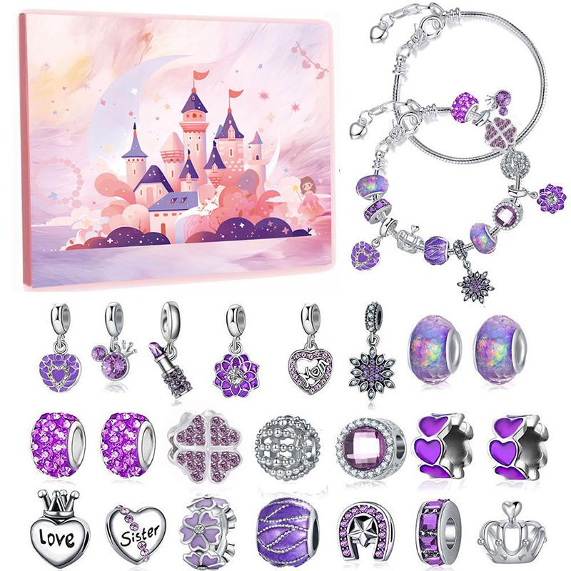 Surprise Bead Advent Calendar 24 DIY Bracelet & Necklace Craft Kits in Blind Box Christmas Countdown Gift for Children