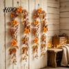 Thanksgiving Harvest Decorations Halloween Willow Vine Twig Garland, Yellow Artificial Branch Decor for Fireplace Mantle Realistic Decorative Foliage
