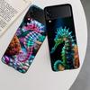 Seahorse Underwater Fantasy Case For Samsung Z Flip 6 5G Galaxy Z Flip 5 4 3 5G Black Hard Cell Phone Cover Luxury PC Shell Coqu