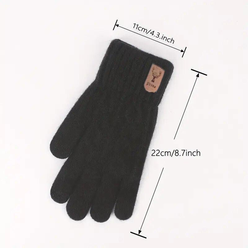 Winter Knitted Wool Warm Gloves for Men's and Women's Touch Screen Thickened Full Finger Gloves Outdoor Cycling Skiing Gloves