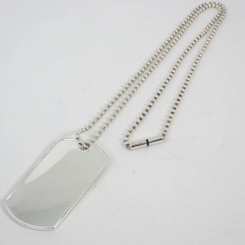 Pre-owned GUCCI SV925 DOG Tag Pendant Necklace j42-10