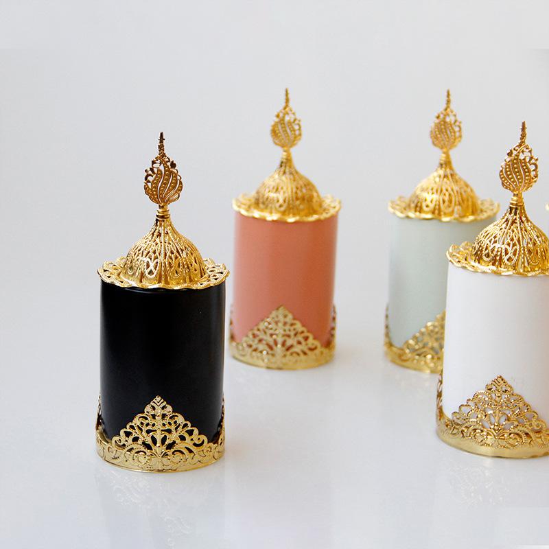 Y Metal-ceramic Incense Burner Saudi Arabia Golden Tower Luxury Home Decoration Middle East Arab Handheld Aromatherapy Burner