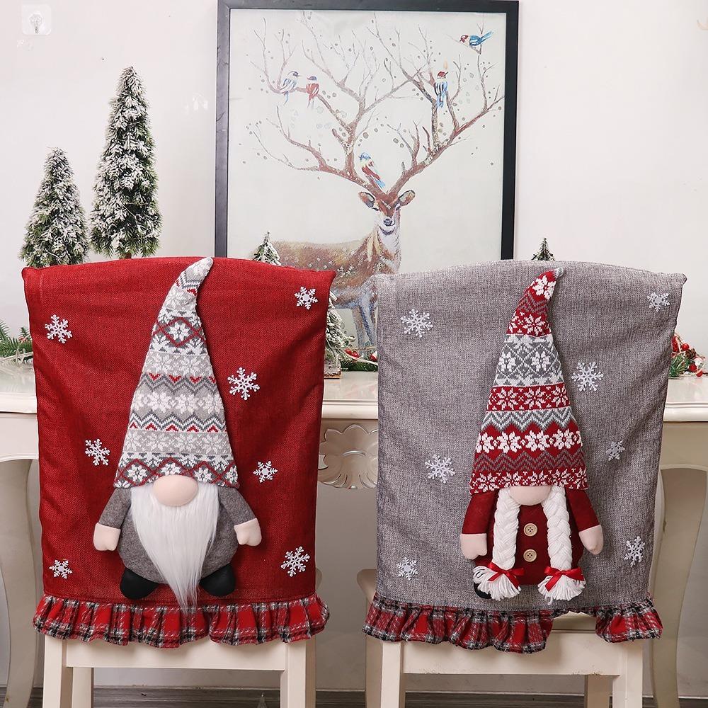 

Resistant To Dirt Christmas Gnome Chair Cover Easy To Clean Christmas Chair Cover A