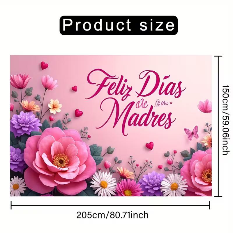 2D Pink Rose & Daisy Mother's Day Photo Booth Background