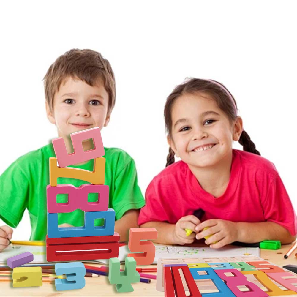 Educational 3D Digital Puzzle Wooden Stacking Blocks Digital Building Blocks  Kids Gift