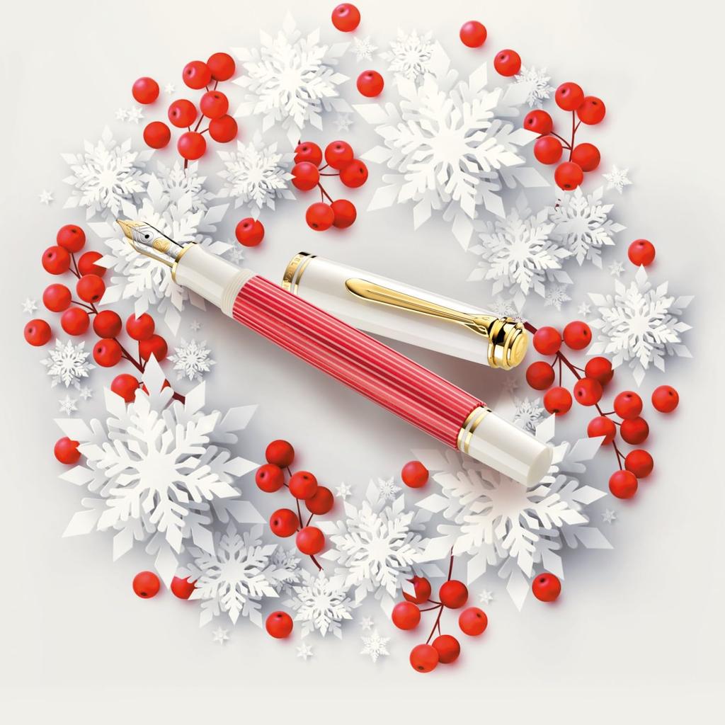 Pelikan M600 EF Extra Feine Füllfederhalter in Rot und Limitierte Offiziell Importierte Souverän Weiß, Edition,