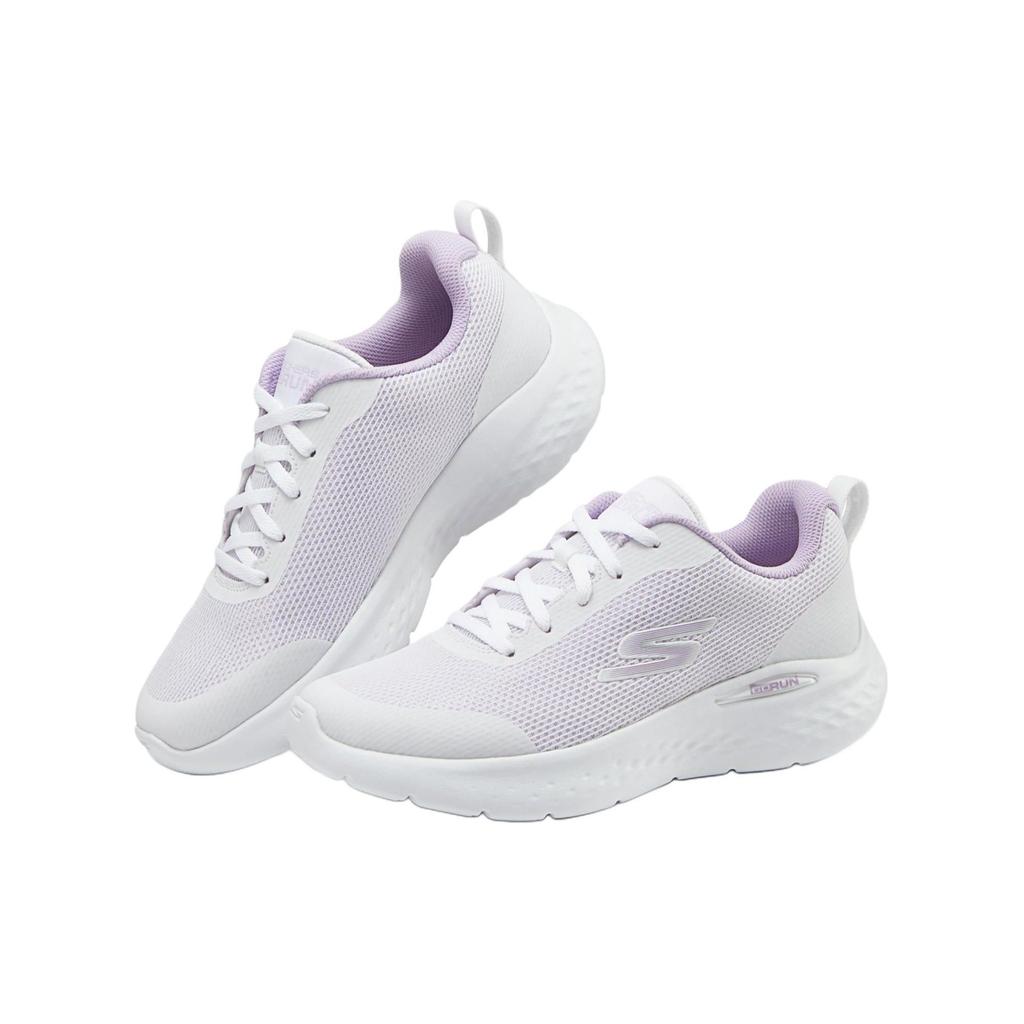 Skechers Go Run Lite Comfortable Versatile Fabric Cushioning Low Top Running Shoes Women Sneaker White Purple 129441-WLV
