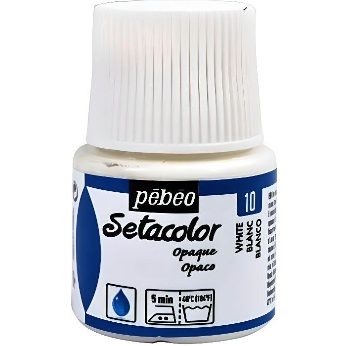 Peinture textile - Pébéo - Setacolor opaque - Blanc N°10 - 45ml - Couleurs intenses et couvrantes
