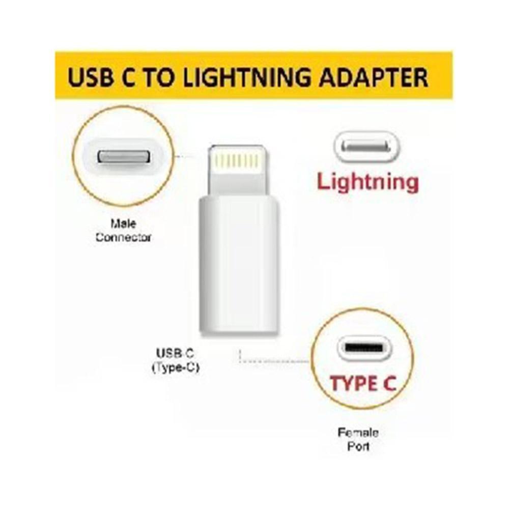 Type-C Female to Lightning Male Adapter Support Charging Data Transfer