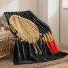 1pc Flannel Blanket, Cartoon French-Style Fries Design for Potato Lovers, Soft Warm Cozy Sofa Bed Office Throw, Small Blanket