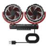 Car Fan Double Head USB Fan for Car, Vehicle Cooling Fan Brushless Motor 3 Speed, 360Rotation, for Car Dashboard