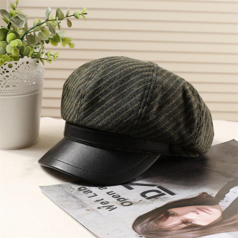Women S Vintage Plaid Octagonal Newsboy Cap Elegant Versatile Casual