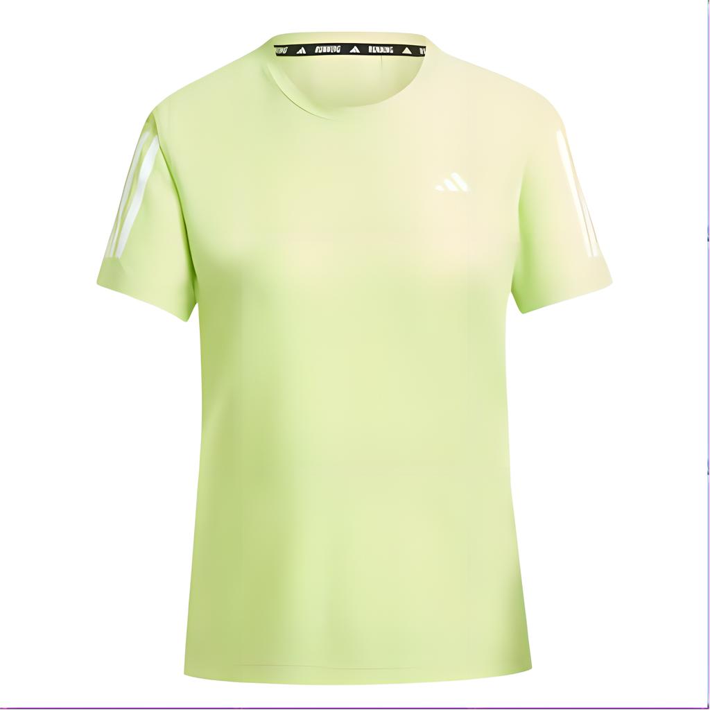 Adidas Own The Run Tee Logo Print Round Neck Short Sleeve T-Shirt Women Tops Pulse-Lime IV5491