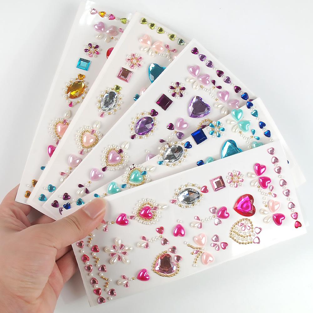 Acrylic Gemstone Stickers,3D Korean Colorful Diamond Decorative Handbooks Stickers Face Stickers ,diy Face Jewelry Sticker