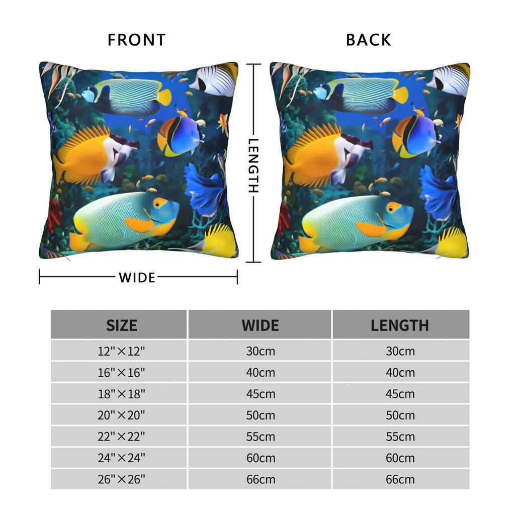 Pillow Case Beautiful Underwater World Colorful Fish Comfy Pillow Cover For Couch Sofa Bedroom Kawaii Pillowcases