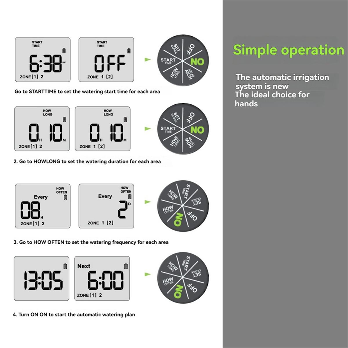 

Garden Water Timer Dual Irrigation, Intelligent Timing Controller, Automatic Watering Device with Rain Delay China Mainland