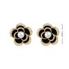Black Camellia Stud Earrings Temperament Flower Pearl Earrings For Women Party Elegant Jewelry Accessories Girls Gift