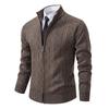 Men's Full Zip Cardigan Sweater Slim Fit Cable Knitted Zip Up Sweater with Pockets
