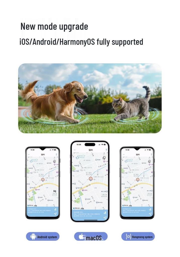 In-Stock Smart Cat Positioning Collar for Apple & Android - Dual System Bluetooth Pet Tracker