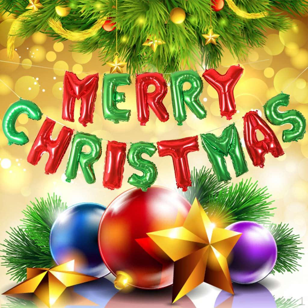 Large Merry Christmas Aluminum Foil Balloon Party Hanging Decor