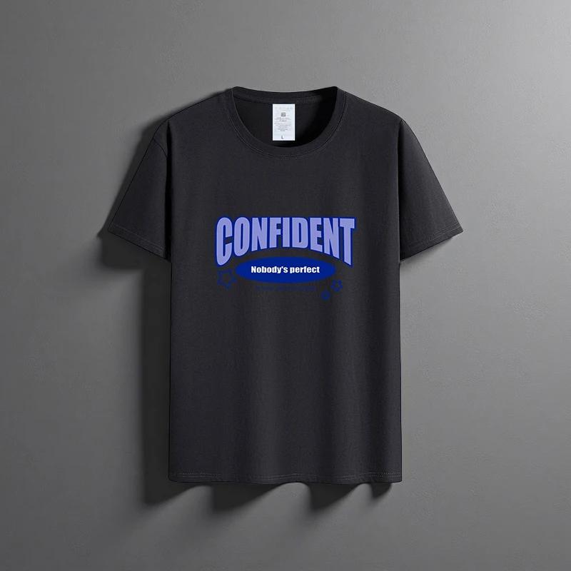 Letní nové unisex všestranné tričko z čisté bavlny módní ležérní top s kulatým výstřihem prodyšné volný střih potisk krátký rukáv