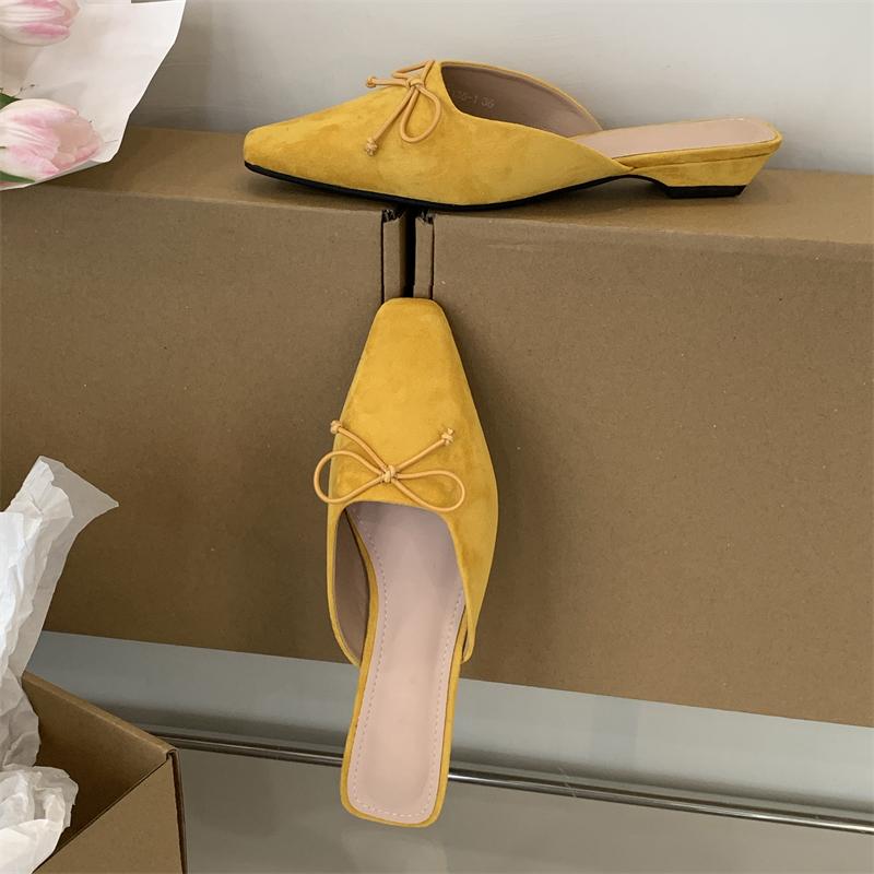 Eilyken High Qualit Butterfly-kont Mules Slippers Women Square Toe Low Heels Slingback Casual Party Shoes