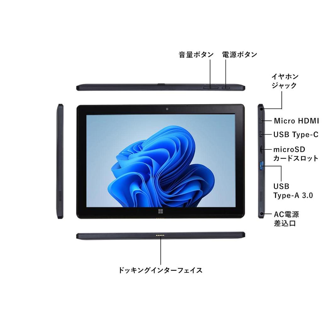 Windows 11 with 4GB 128GB Japanese USB Webcam GM-JAPAN Laptop, Office, 575g, 10.1-inch 2-in-1 Tablet, Memory, SSD, Keyboard, Celeron, Wi-Fi, 3.0,