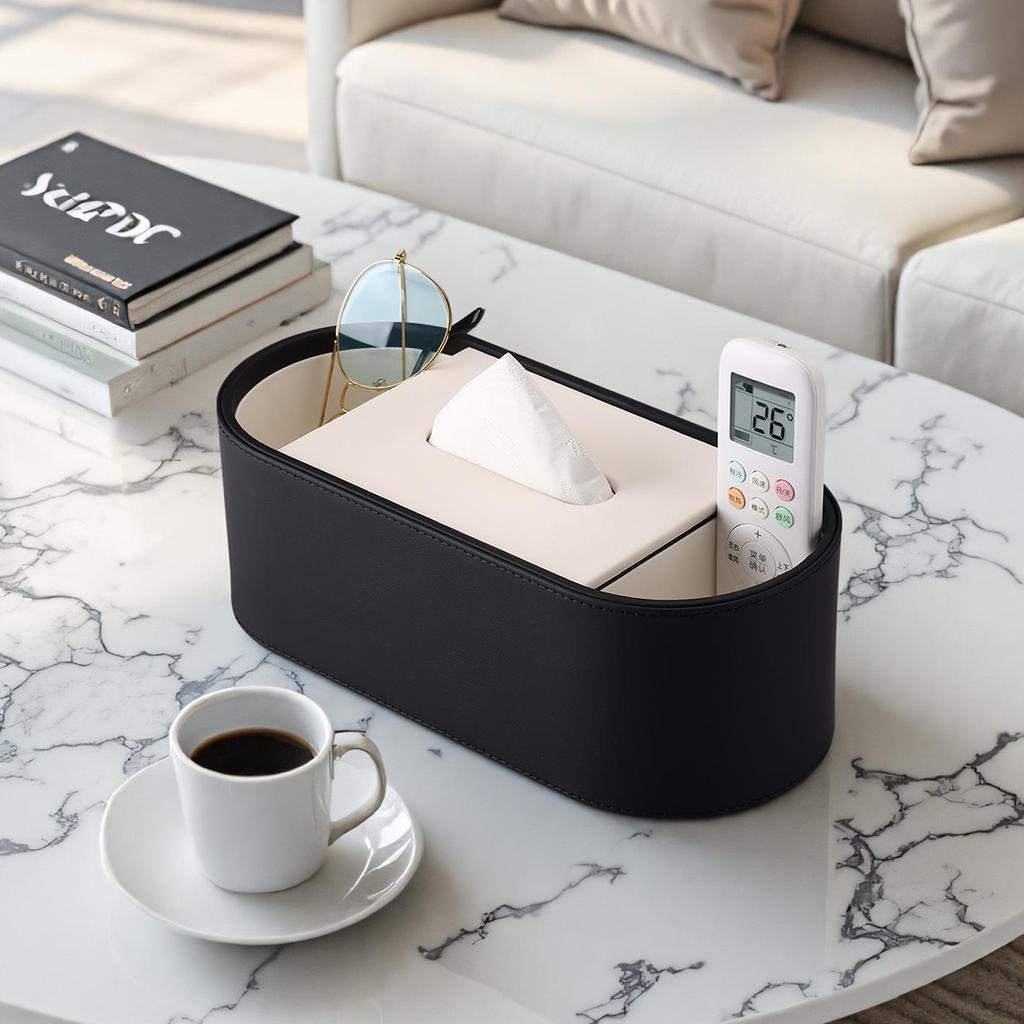Luxury Leather Oval Tissue Box for Living Room or Bedroom Decor