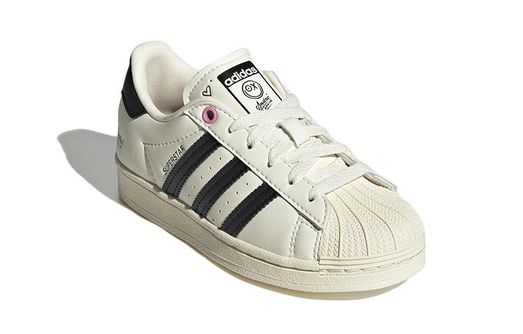 Adidas Originals SUPERSTAR C Comfortable Abrasion Resistant Low top Skateboard Shoes Beige Children Aged 3 7 Years Old GZ1754