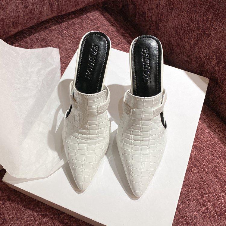 Women's Fashion Large Size Slippers Autumn New Pointed Head Shallow Hollow Breathable Super High Heel Shoes