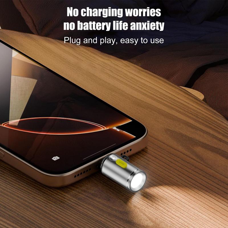 Type-C LED Handheld Strong Light Pocket Keychain Flashlight Mini Flashlight Small Torch Outdoor Hiking Camping Accessories