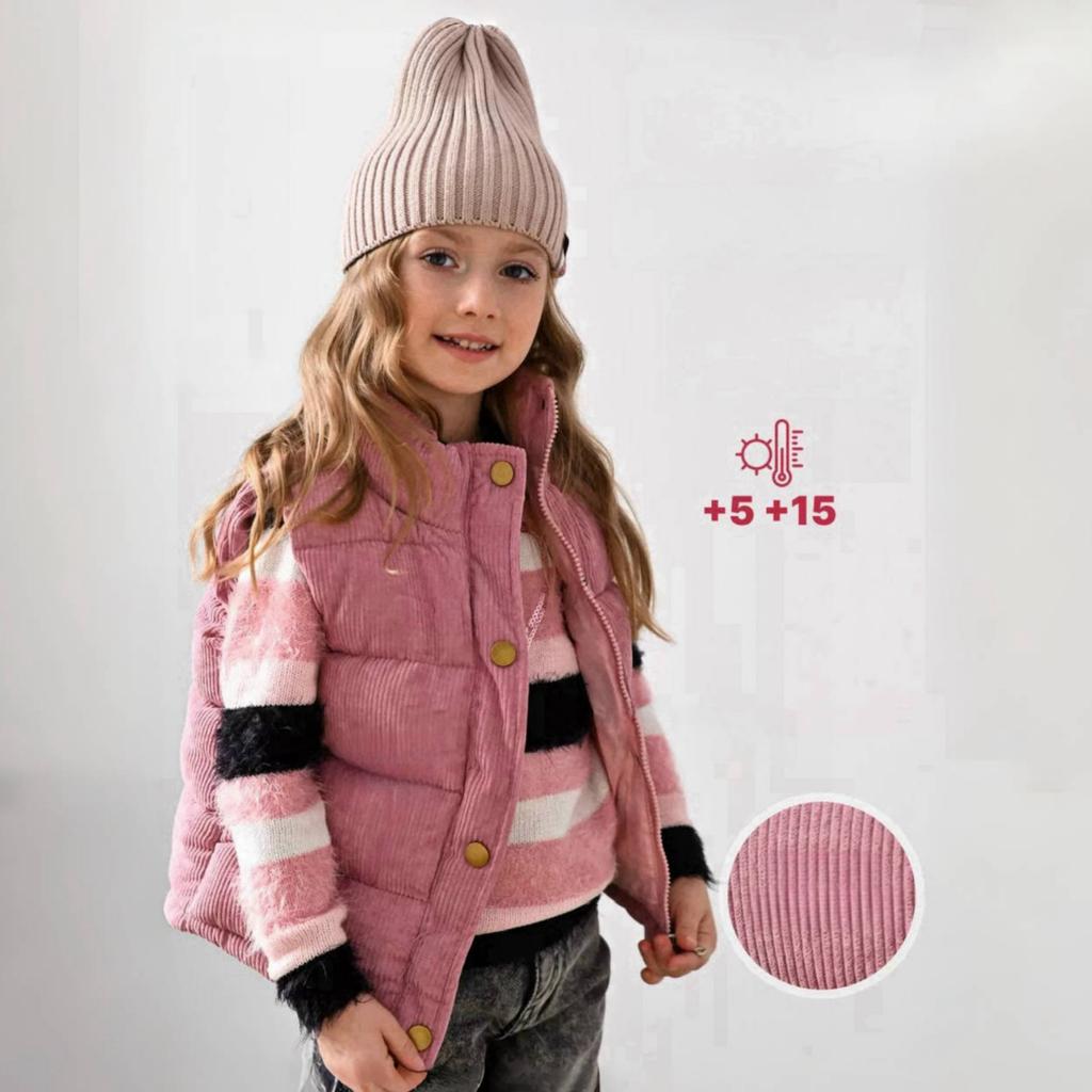 Thickened Corduroy Children's Vest Warm Casual Solid Color Jacket Boys Girls Autumn Spring Fashion Collar Waistcoat 1-10T